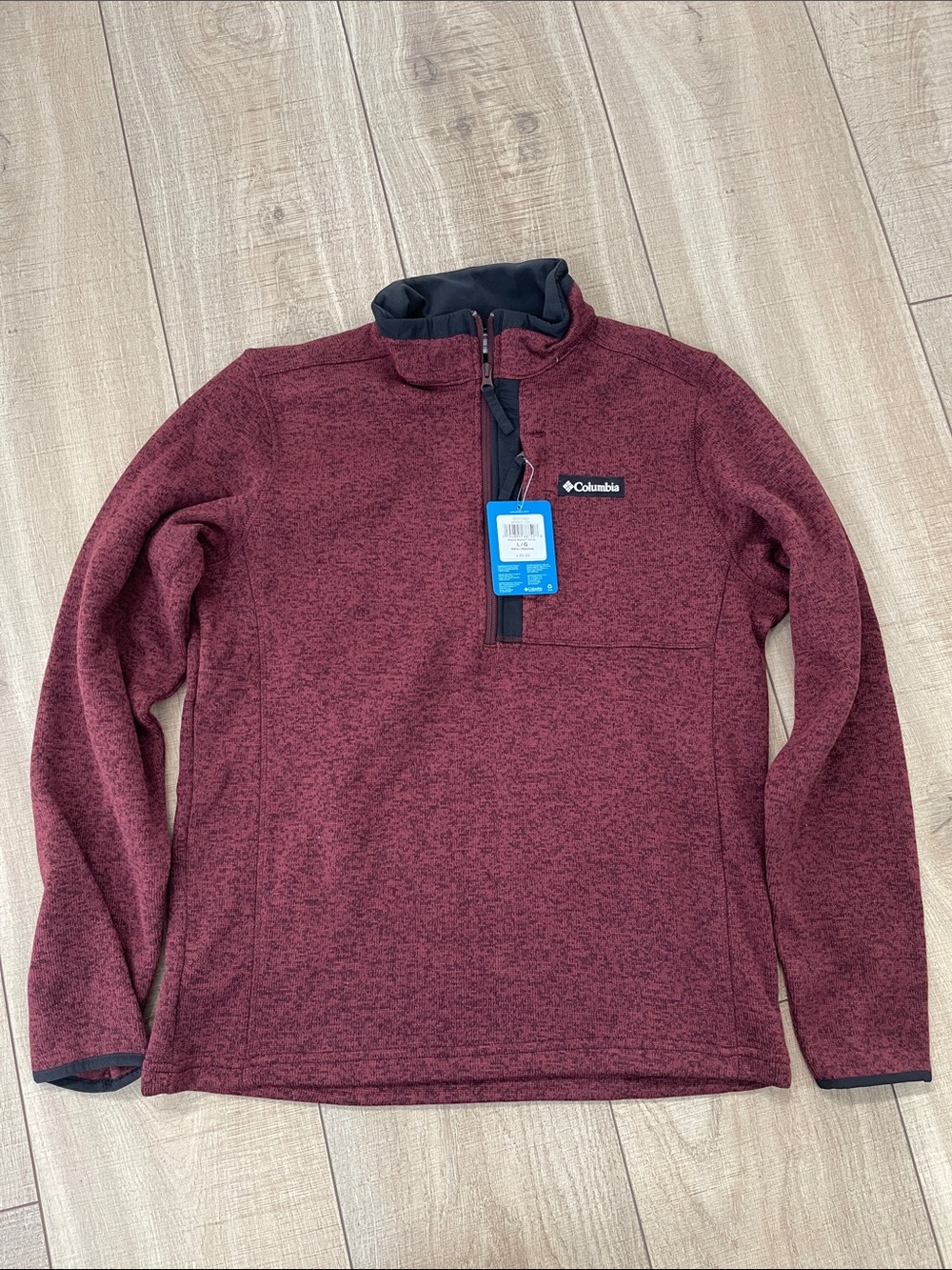 Columbia Men’s Maroon Half-Zip Performance Fleece Jacket Size Large